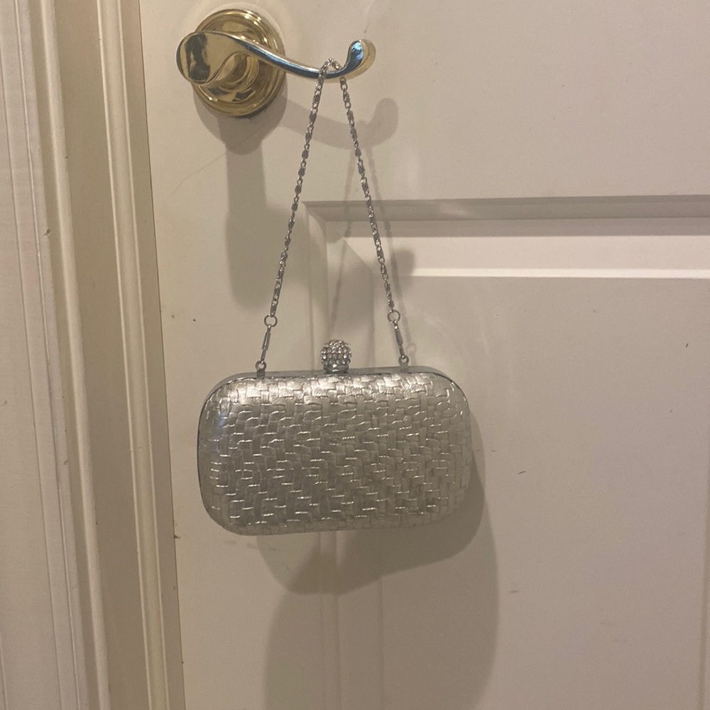 Silver formal clutch